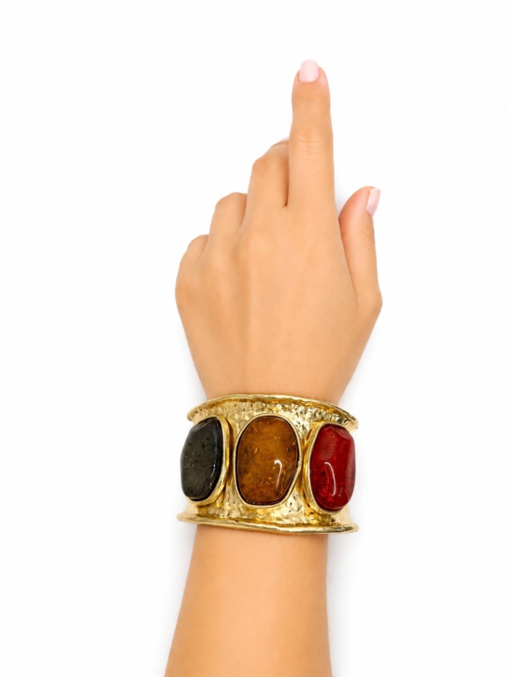 Vintage Gold Tone Wide Cuff Bracelet Statement Bangle Chunky Boho Jewelry Women